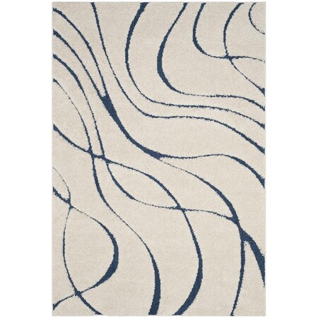 Safavieh 9 ft. 6 in. x 13 ft. Shag Power Loomed Rectangle Area Rug; Cream & Blue SG471-1165-10